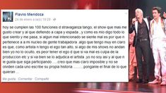 Sigue la furia de Flavio Mendoza: publicó un mensaje en Facebook feroz contra Nico Vázquez Sigue la furia de Flavio Mendoza: publicó un mensaje en Facebook feroz contra Nico Vázquez