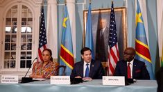 En el centro, Marco Rubio, secretario de Estados de EE.UU. En el centro, Marco Rubio, secretario de Estados de EE.UU.