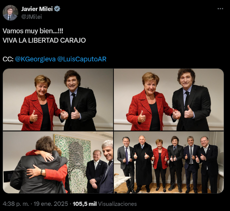 La publicación de Javier Milei.