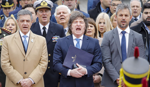 Javier Milei encabezó el acto por San Martín.