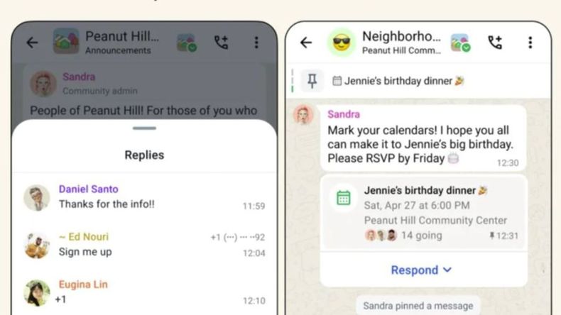 Además, permitirá a los miembros del grupo responder directamente a los eventos, indicando si asistirán o compartiendo sus opiniones sobre el evento en cuestión. 