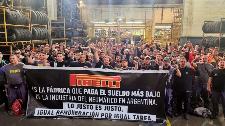 Paro total de actividades en fábrica Pirelli en reclamo de igual salario por igual tarea