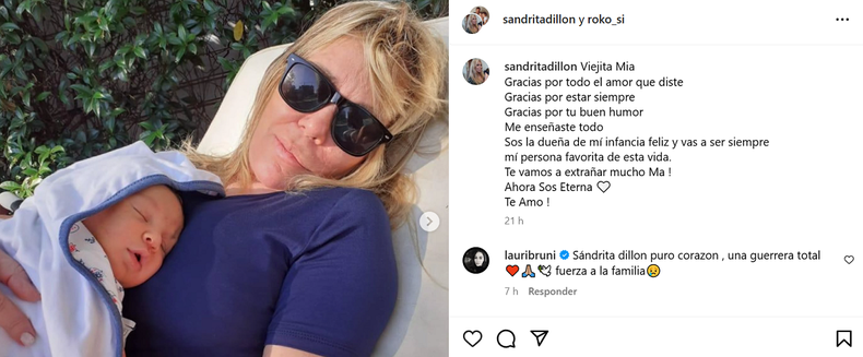 La publicación del hijo de Sandra Dillon.