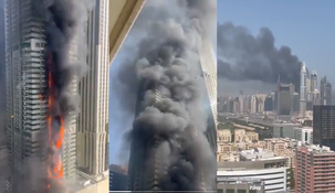 Impresionante incendio en un rascacielos de Dubai.&nbsp;