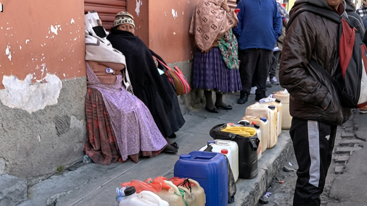 Crisis en Bolivia por la falta de combustible: largas filas por un bidón de nafta