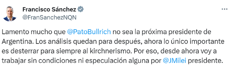 El tuit de Francisco Sánchez.