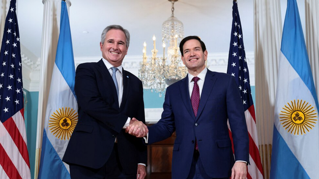 El canciller Pablo Quirno junto al secretario de Estado norteamericano Marco Rubio.