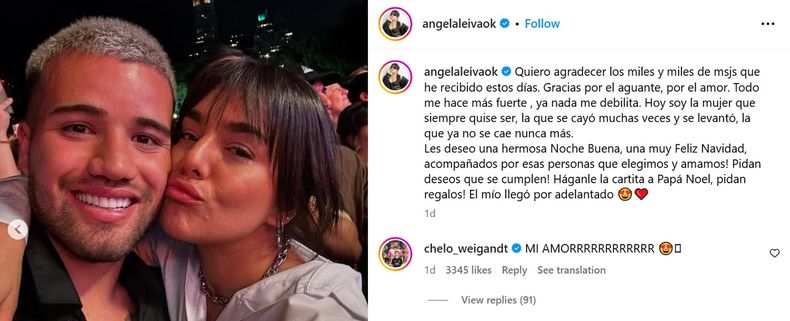 Ángela Leiva confirmó su romance con el Chelo Weigandt.