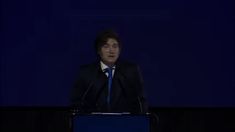 Javier Milei en la Bolsa de Rosario.