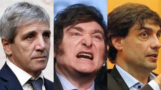 Luis Caputo, Javier Milei y Hernán Lacunza.