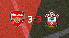 partidazo entre arsenal y southampton termino en empate