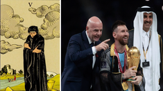 El 5 de copas del tarot predijo a Lionel Messi con el manto negro. El 5 de copas del tarot predijo a Lionel Messi con el manto negro.