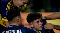 Tomás Aranda convirtió su primer gol en Boca. Tomás Aranda convirtió su primer gol en Boca.