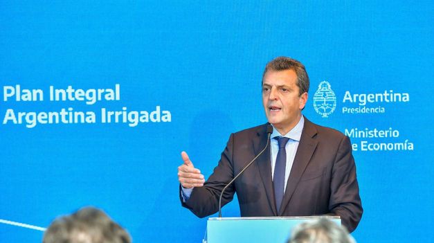 Sergio Massa durante el lanzamiento del Plan Integral Argentina Irrigada﻿