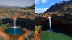 La cascada, que tiene una altura de más de 60 metros, está compuesta por aguas ácidas con un pH menor a 2. La cascada, que tiene una altura de más de 60 metros, está compuesta por aguas ácidas con un pH menor a 2.