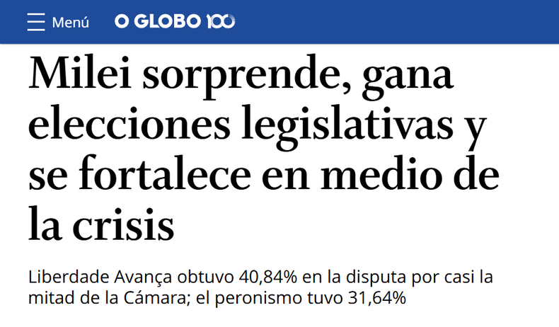 O Globo destacó que la energía de la Casa Blanca en la campaña fue clave para la victoria del oficialismo.