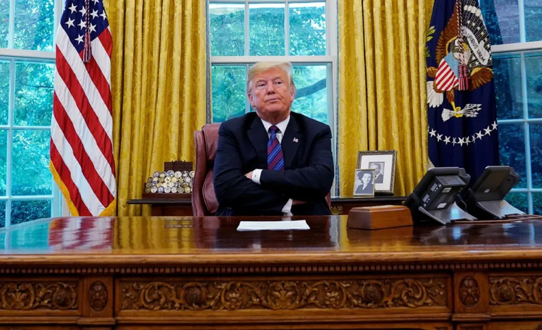 Donald Trump en el Salón Oval de la Casa Blanca.