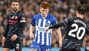 Valentín Barco jugó en la derrota de Brighton contra Manchester City. Valentín Barco jugó en la derrota de Brighton contra Manchester City.