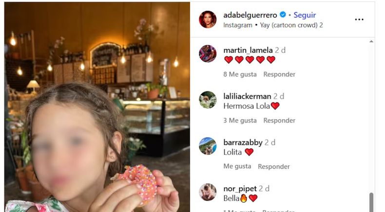 Martín Lamela comentó con emojis de corazones al posteo de Adabel Guerrero.