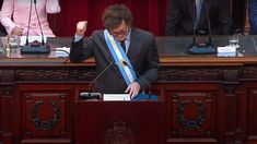Javier Milei en el Congreso, el día que anunció los diez puntos del Pacto de Mayo.