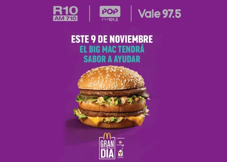 Pop 101.5, Radio 10 y Vale 97.5 transmitirán la jornada solidaria de McDonalds junto a Casa