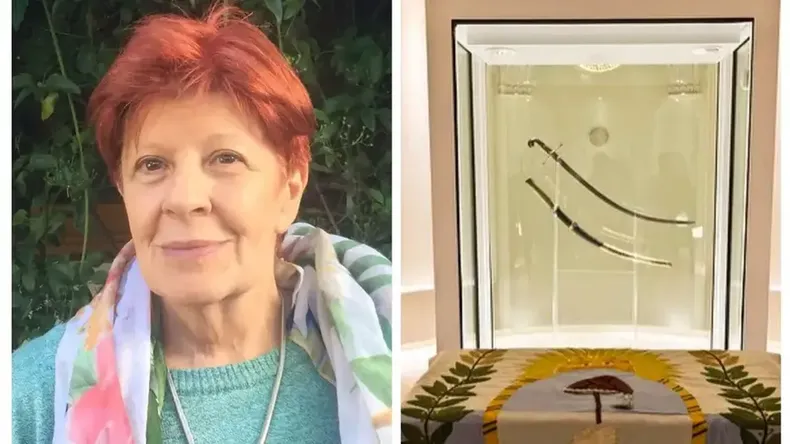 María Inés Rodríguez Aguilar y el sable de San Martín.