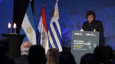 Milei dio un discurso en el Hotel Hilton de Puerto Madero.