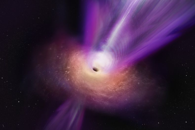 La nueva imagen muestra el chorro emergiendo cerca del agujero negro