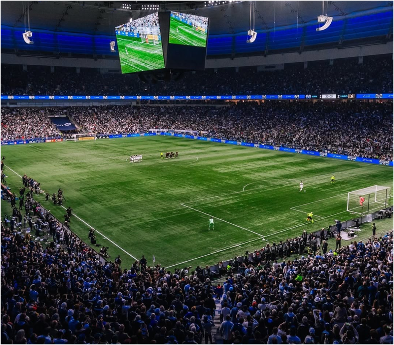 El BC Place durante un partido de Vancouver Whitecaps.