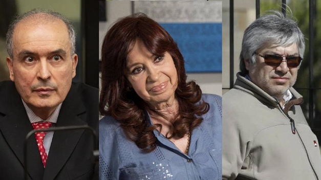 José López, Cristina Kirchner y Lázaro Báez.