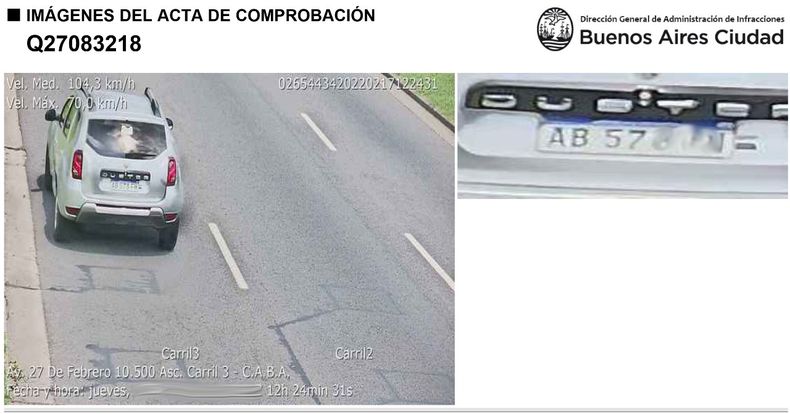 Multa por exceso de velocidad.
