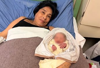 Mabel Frías fue mamá a los 62 años, en San Nicolás.&nbsp;