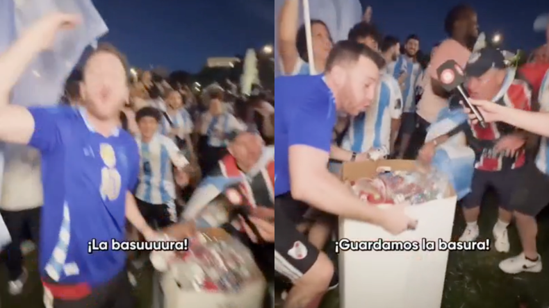 Estos hinchas argentinos se volvieron virales por quedarse a juntar la basura después del partido del Mundial 2026.