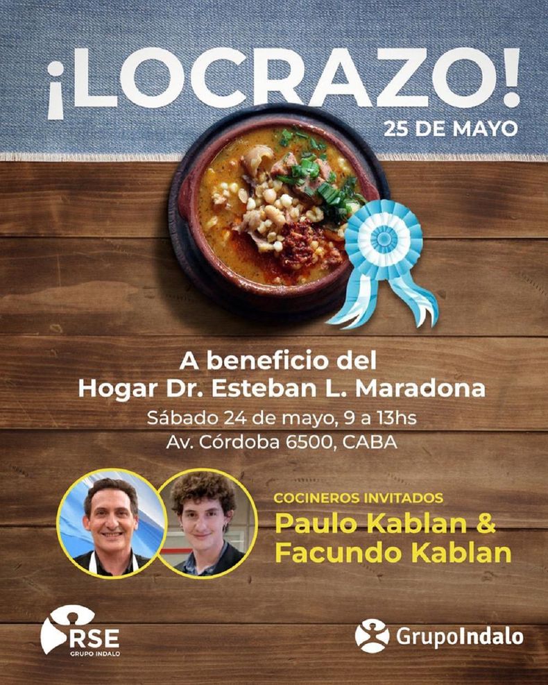 El Grupo Indalo prepara un locro a beneficio del Hogar Esteban Maradona.