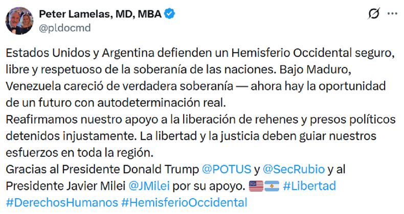 La publicación de Peter Lamelas.