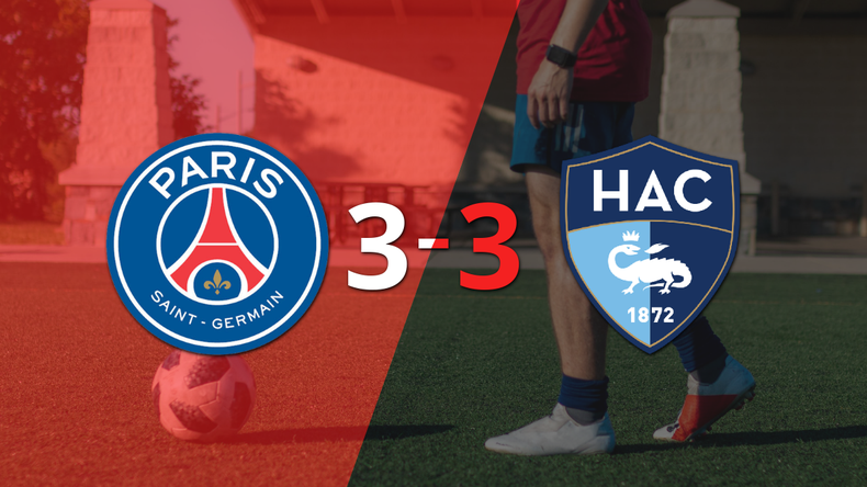 PSG y Le Havre AC igualaron un encuentro lleno de goles en el Parque de los Príncipes