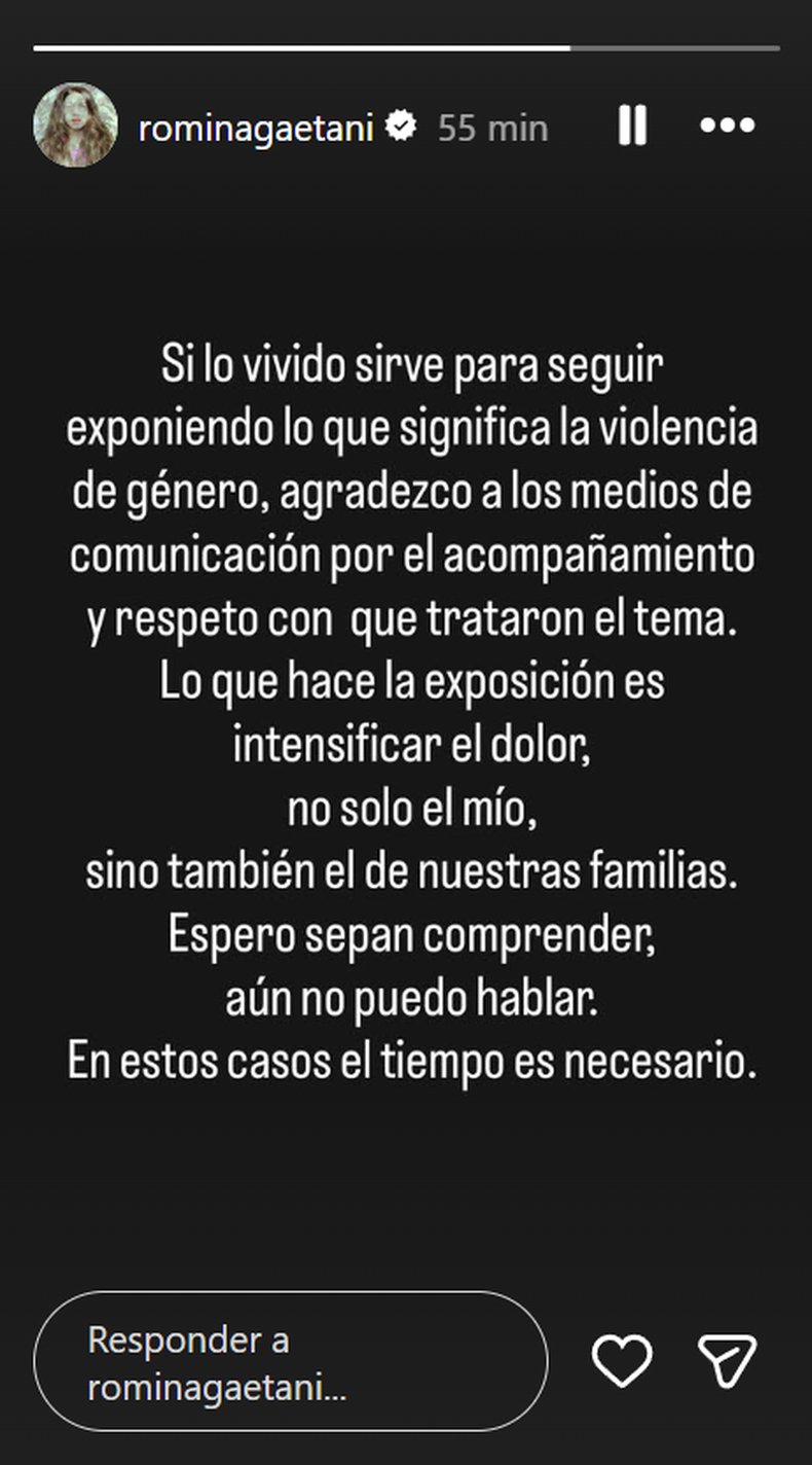 Historia publicada en Instagram por Romina Gaetani.