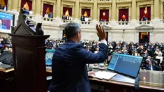 Martín Menem, reelegido presidente de la cámara baja, durante la sesión de hoy.