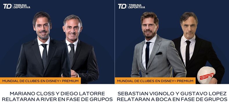 Disney+ decidió que Closs vaya con River y Vignolo con Boca en el Mundial de Clubes 2025.