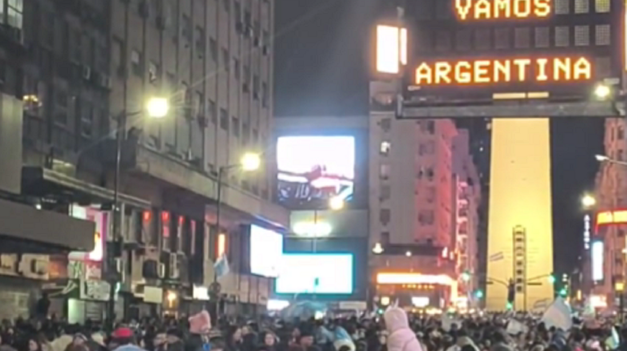 El festejo en el Obelisco.
