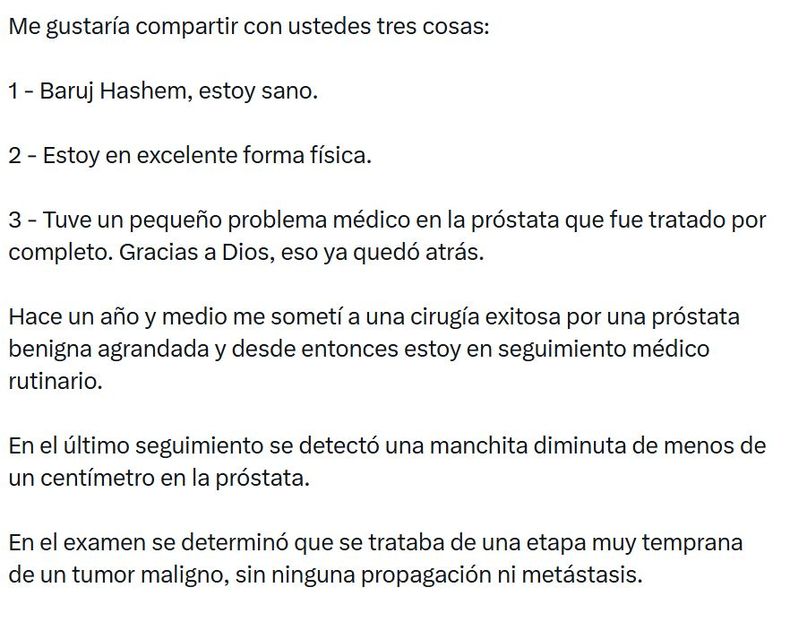 Posteo compartido por el primer ministro israelí. 