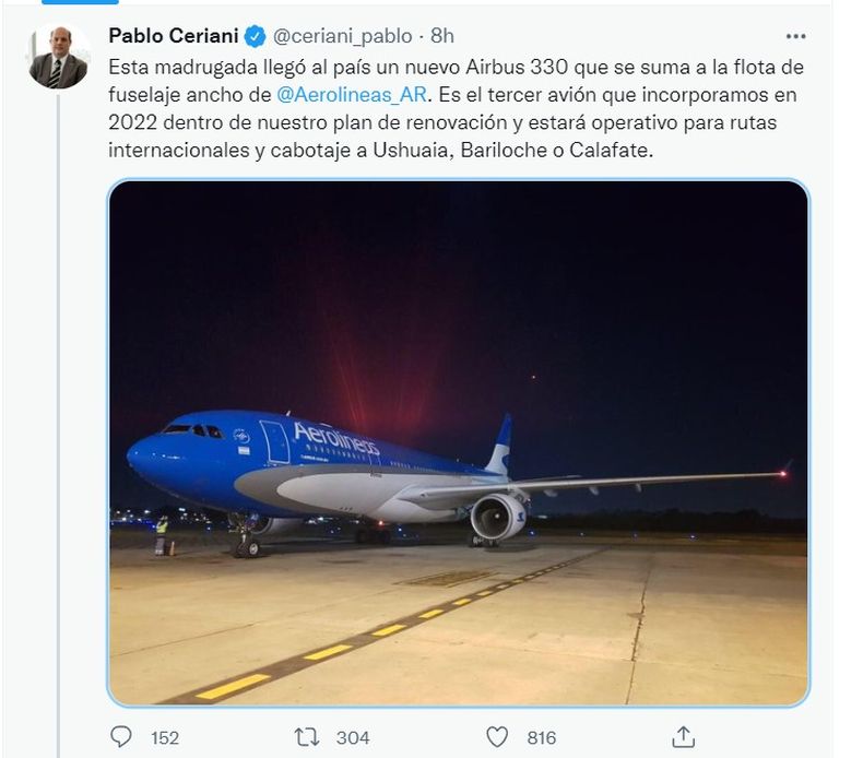Aerolíneas Argentinas Sumó Un Nuevo Avión A Su Flota 7436