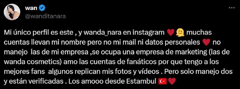 As&iacute; fue la desmentida de Wanda Nara.