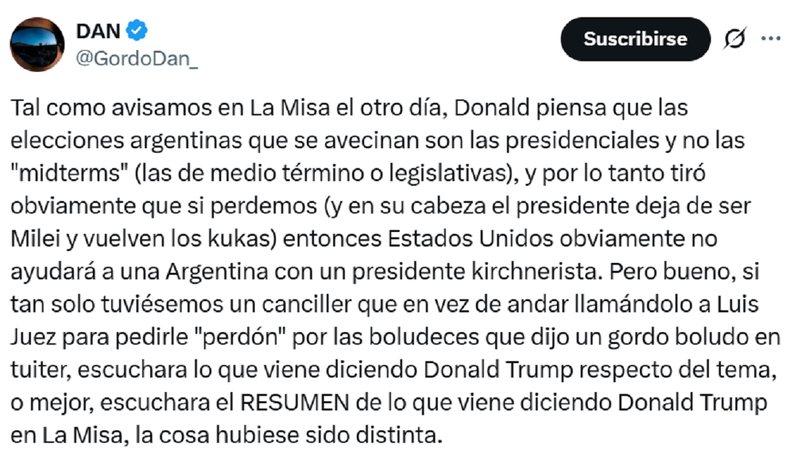 La publicación del Gordo Dan.