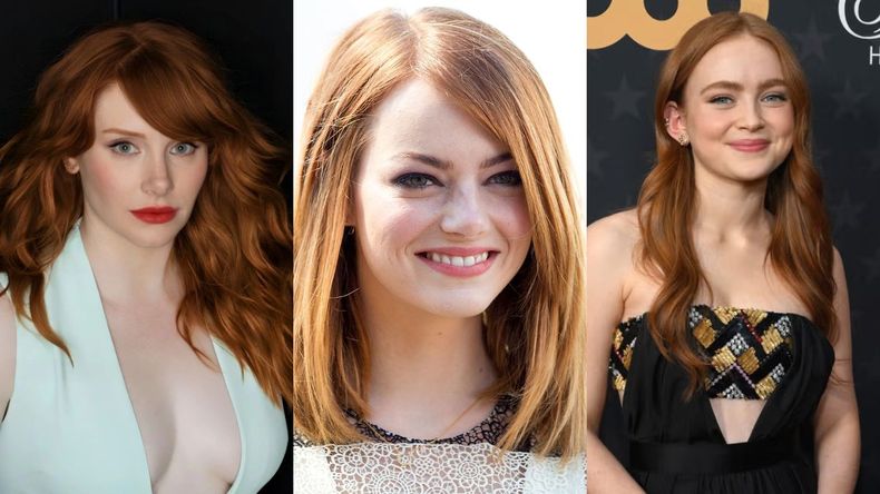 Bryce Dallas Howard, Emma Stone y Sadie Sink comparten su pelo rojizo natural.