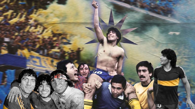 Una&nbsp; imagen histórica: Maradona campeón con Boca.