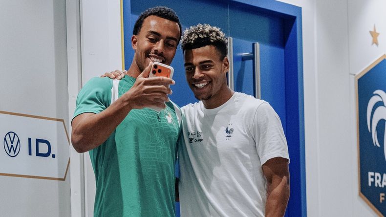Désiré y Guéla Doué, en la previa del amistoso entre Francia y Costa de Marfil.