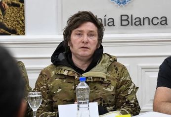 Javier Milei en su última visita a Bahía Blanca.