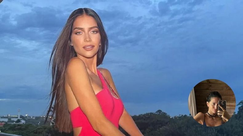 La modelo revisó su look antes de sumar otro día de playa en el Caribe.