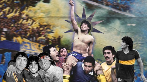Una&nbsp; imagen histórica: Maradona campeón con Boca.